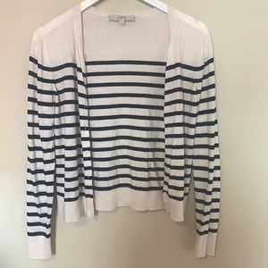 Loft - White cardigan with black stripes in S